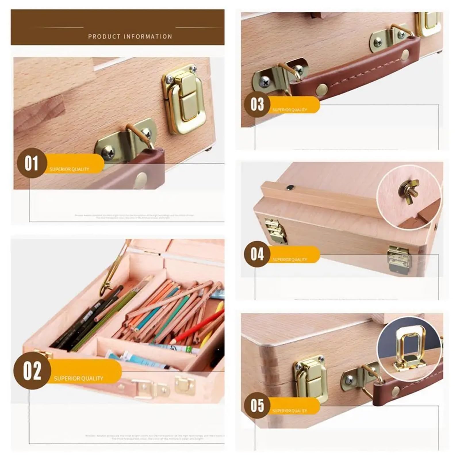 Tragbare Malstaffelei Holz-Kunst-Staffelei-Box, Skizzenbox, Tischstaffelei for Künstlerbedarf, Profis