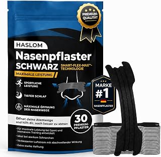 Schwarz Nasenpflaster Anti Schnarch - HASLOM - 30 Nose Strips