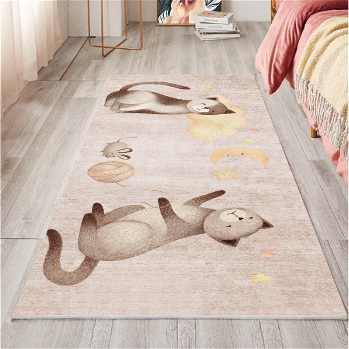 Tapis de chambre à coucher anti-tache et anti-froid gris 120x160cm facile à laver