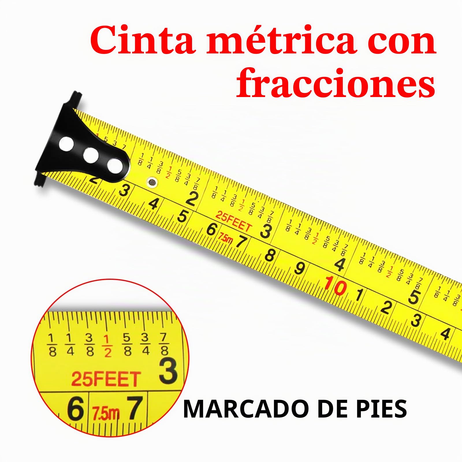 WISEUP Cinta metrica, cinturón de flexometro 5 metros profesional, cinturón de medición de autobloqueo, carcasa ABS anti - flexión, anti - caída, clip de cinturón, adecuado para ingenieros