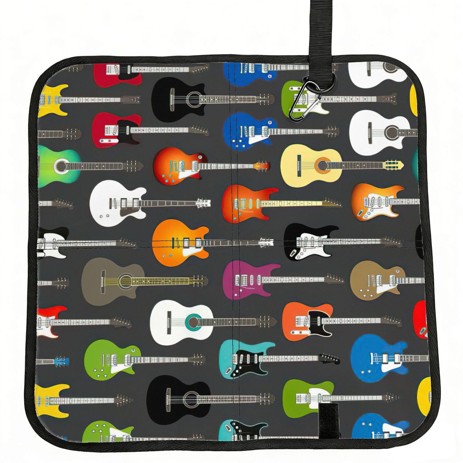 SDEGTHO Color Acoustic And Guitars Print Padded Seat Pad Folding Cushion Waterproof Bench Mat Portable Outdoor Rest Mat 15.8"