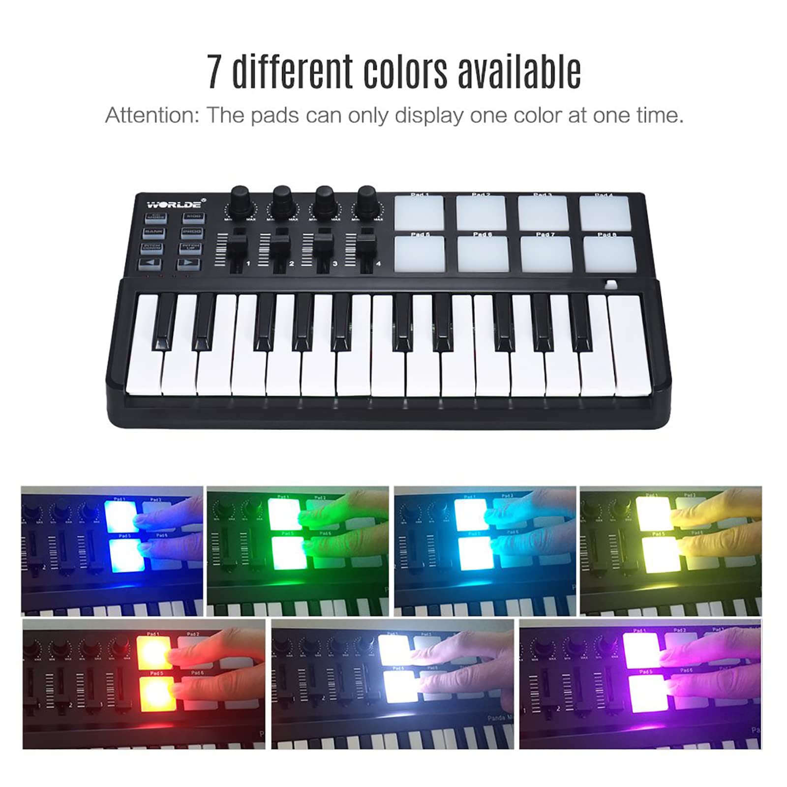 TsoLay Controller Tastiera Midi a 25 Tasti, Controller Midi USB Professionale con 8 Pad Trigger Retroilluminati Colorati, Manopole Rotanti E Software di Produzione Musicale, per Mac E PC