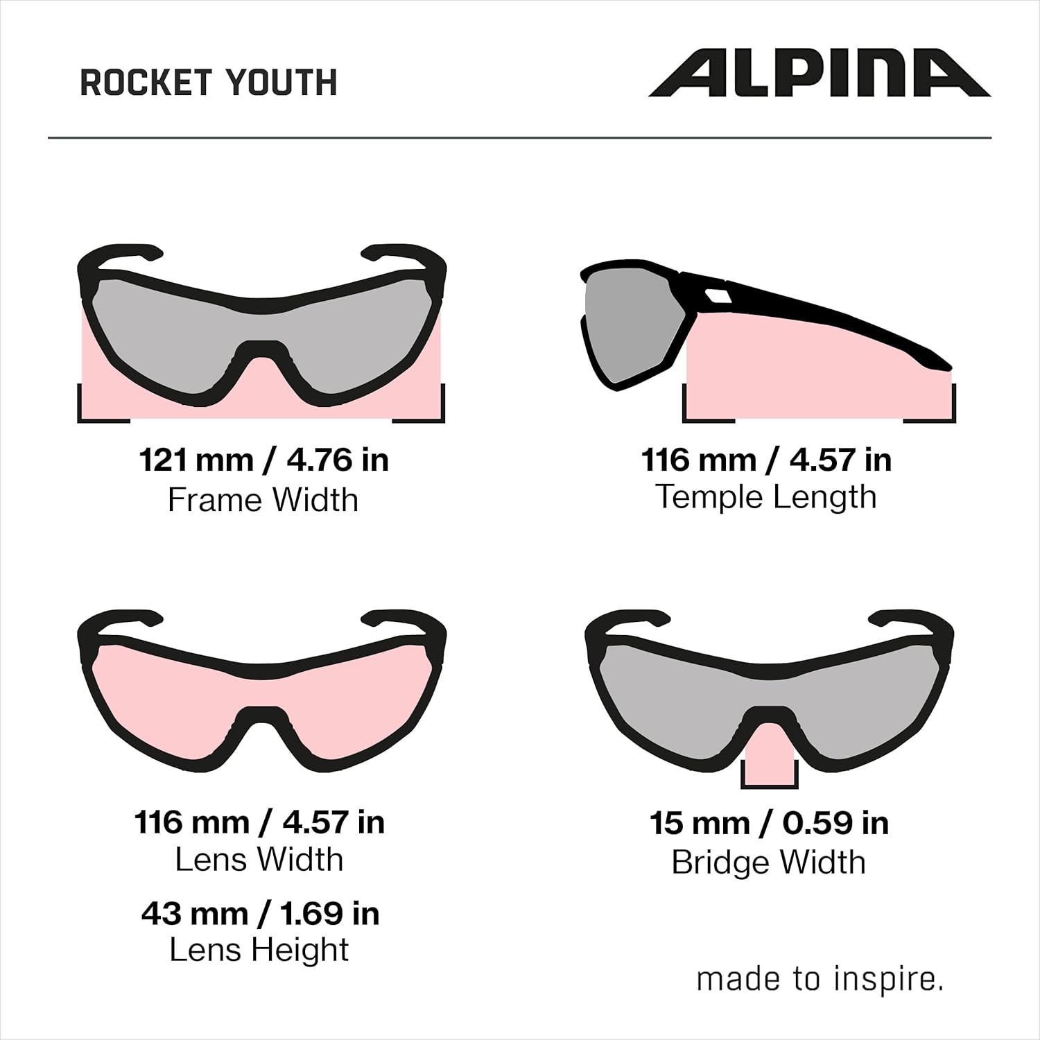 ALPINA Mirrored, Lightweight Cycling Glasses for Kids with 100% UV Protection, ROCKET YOUTH