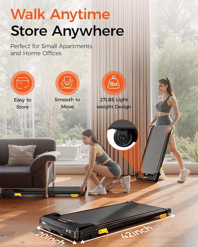 Walking Pad Treadmill, BestGod Under Desk Treadmill 330lbs Capacity, Vibration Walking Pad with Incline, Portable Treadmills for Home, Compact Treadmills Walk Pad, Running Machine with Remote Control image 6