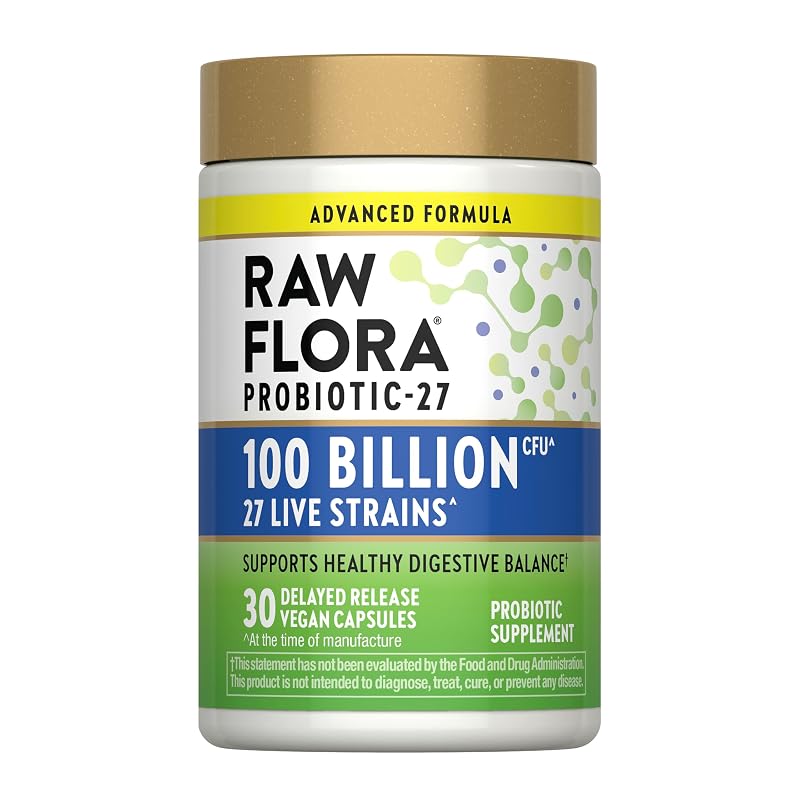 Raw Flora Probiótico para adultos com 100 bilhões de UFC, 30 cápsulas