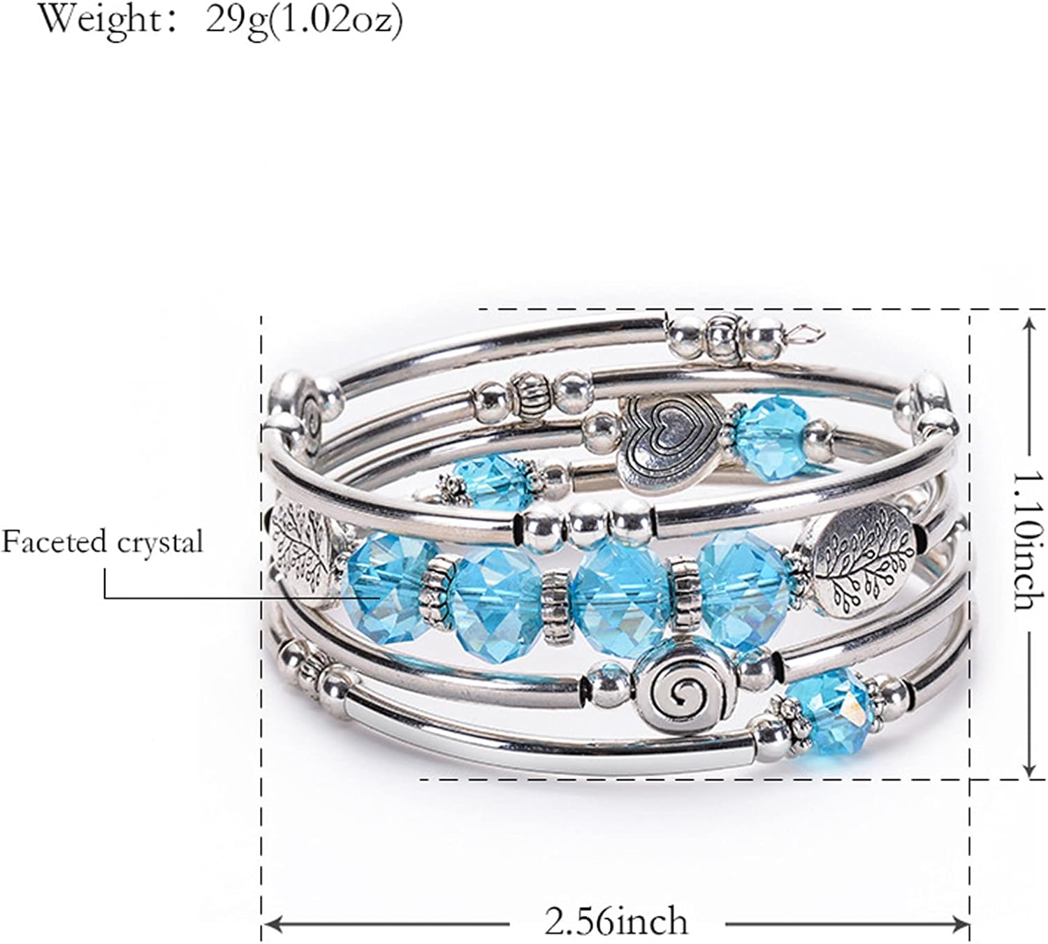 Multilayer Stackable Crystal Bead Wrap Bracelet Handmade Bohemian Twist Tree Love Heart Bangle for Women Friend Layered Statement Jewelry - Image 7