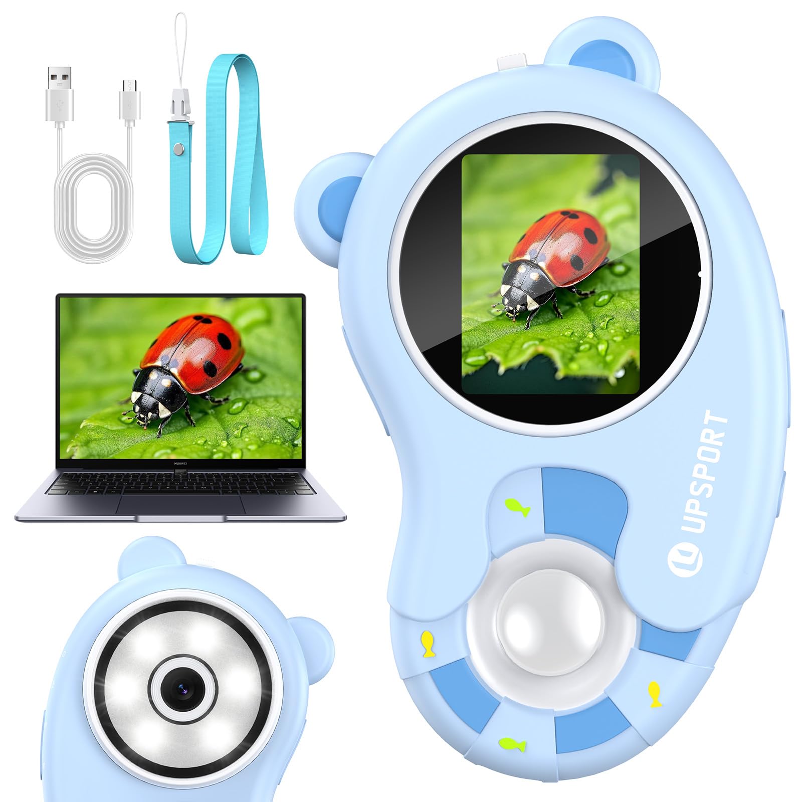 2 in 1 Microscope for Kids Video Camera, UPSPORT 2"HD IPS Screen 1000X Handheld Digital Microscopes Pocket Portable Microscope Camera, USB PC Compatible, STEM Science Edu Fun for Boys Girls Toys Gifts