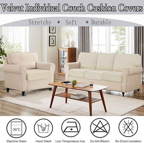 Miniatura 5 de NAISI 1 funda de cojín para sofá, 1 pieza, de terciopelo elástico, para asiento o respaldo, fundas individuales suaves para sofá seccional (1 pieza