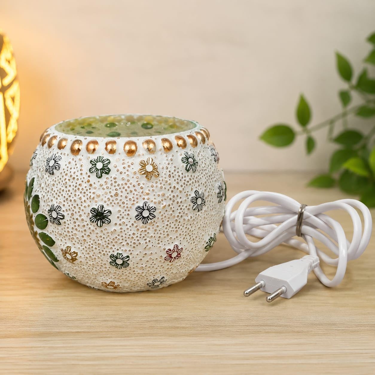 Mosiac Glass Handcrafted Decorative LED Table Lamp with Floral Design | Warm Ambient Lighting, Energy-Efficient LED, Bedside & Home Décor, Festive Decoration Use, Traditional Craftsmanship-image-27