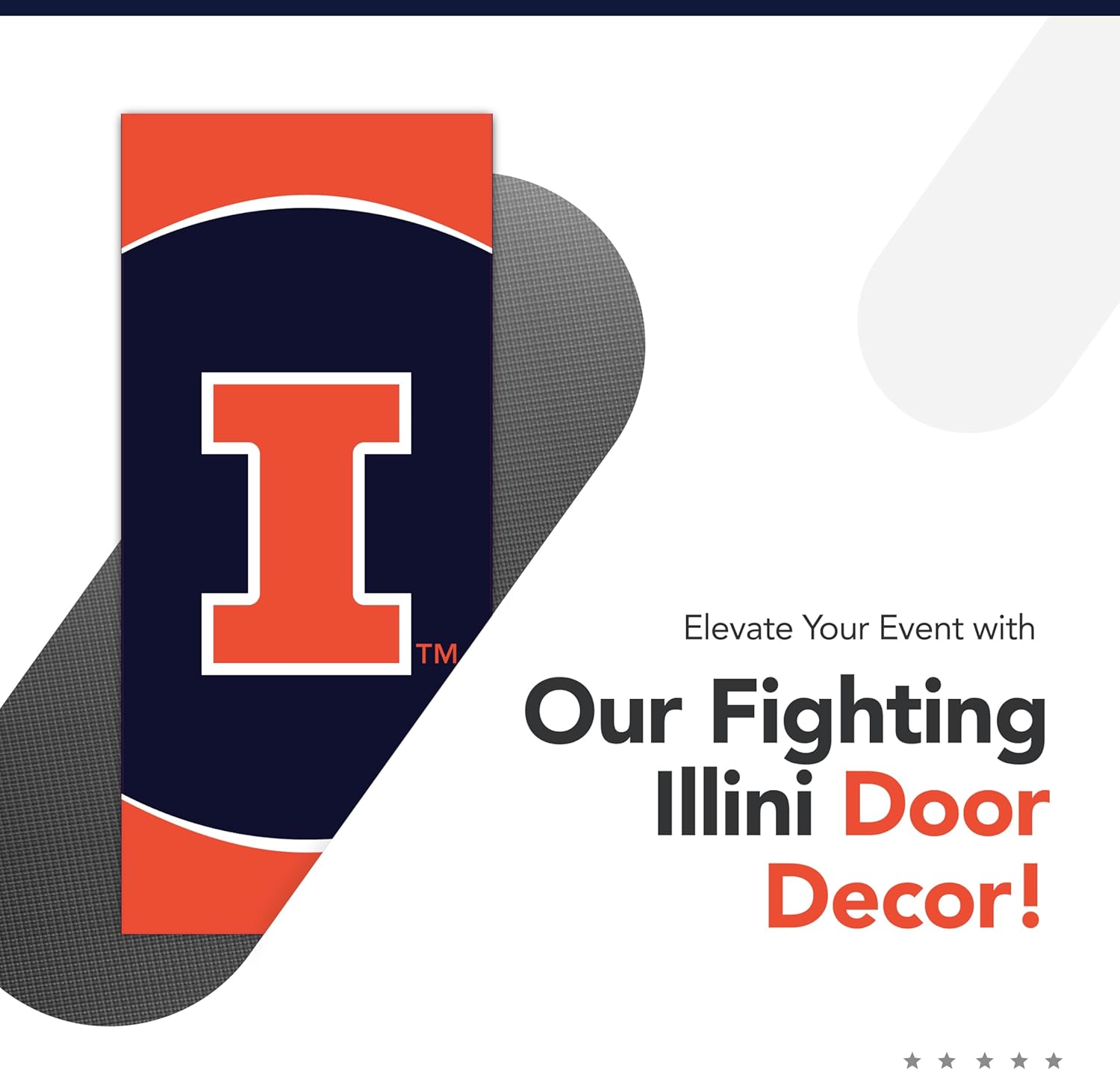 Illinois Fighting Illini College Sports Printed Front Door Banner - NCAA Licensed - Durable Vinyl - School Banner (Navy Blue, Orange) (36" x 80")