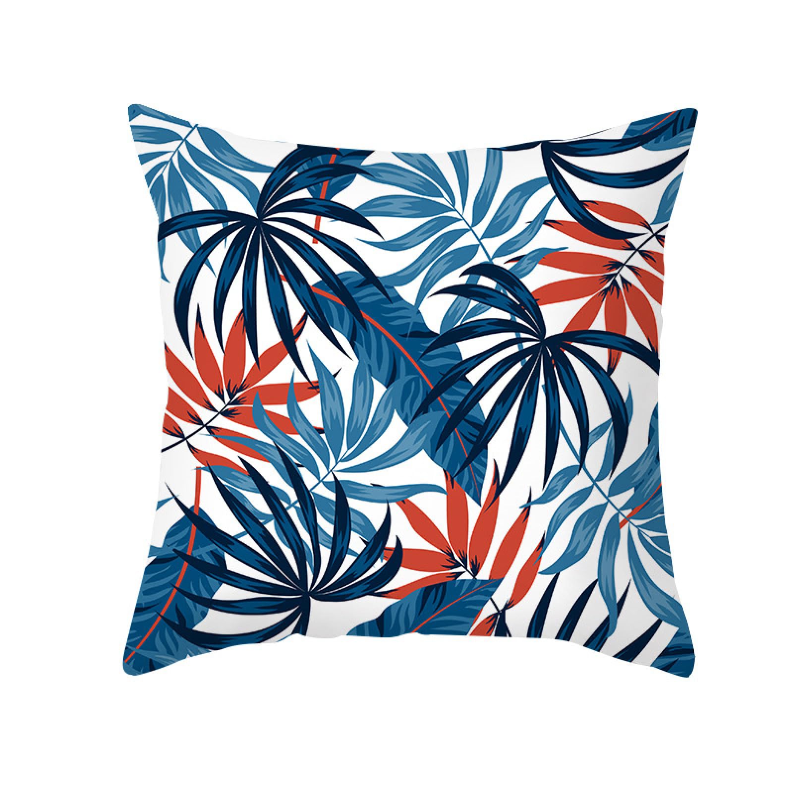 Cushion Covers Red Tropical Leaves Pillow Cases Soft Linen Cushions with Covers Included Washable Sofa Cushions with Invisible Zip Pillowcase Breathable Pillow Cover 60x60 Cushion Cover 1 Pack