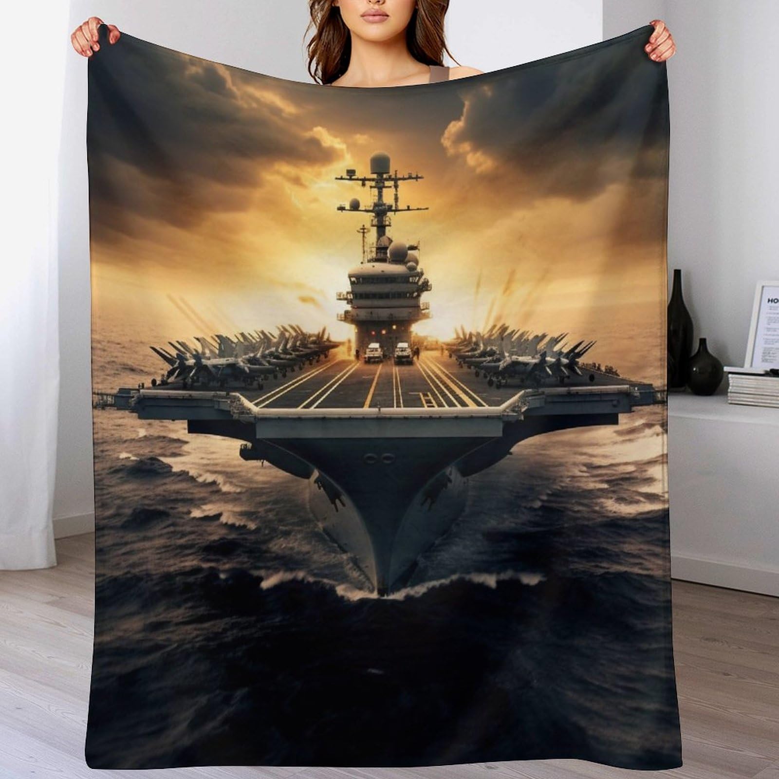 Couverture chaude flanelle porte-avions pour literie et salon 130x150