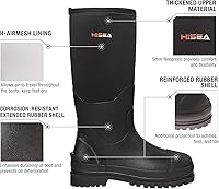 Vista 3 de HISEA - Botas de trabajo para hombre, botas de lluvia de neopreno, botas para barro con suela aislante