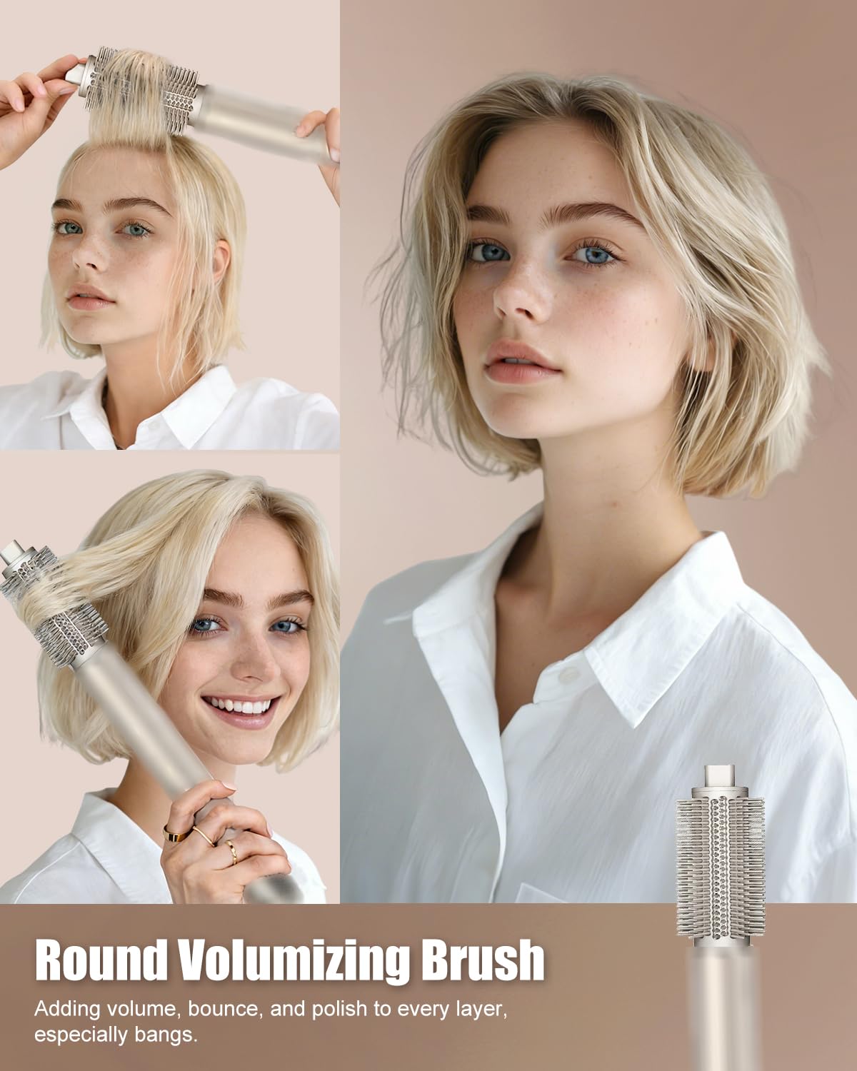 Chuancheng Barriles rizadores largos 3 en 1 + accesorios de cepillo voluminizador redondo para Shark FlexStyle, accesorios de herramientas de acabado para alisar, cabello brillante, rizos voluminosos