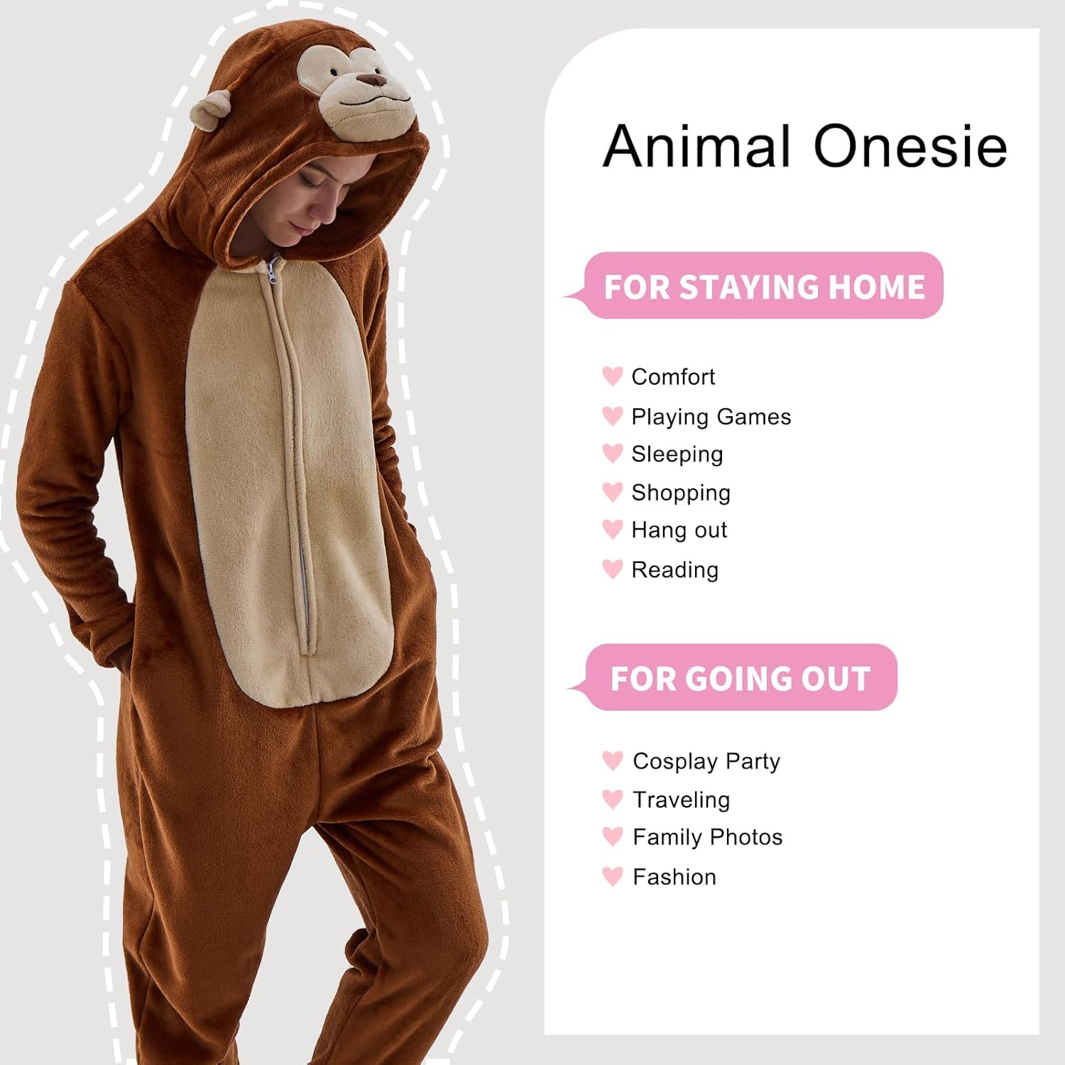 Unisex Adult Onesie Pajamas Animal One Piece Snug Fit Halloween Costume Sleepwear Homewear - Image 7