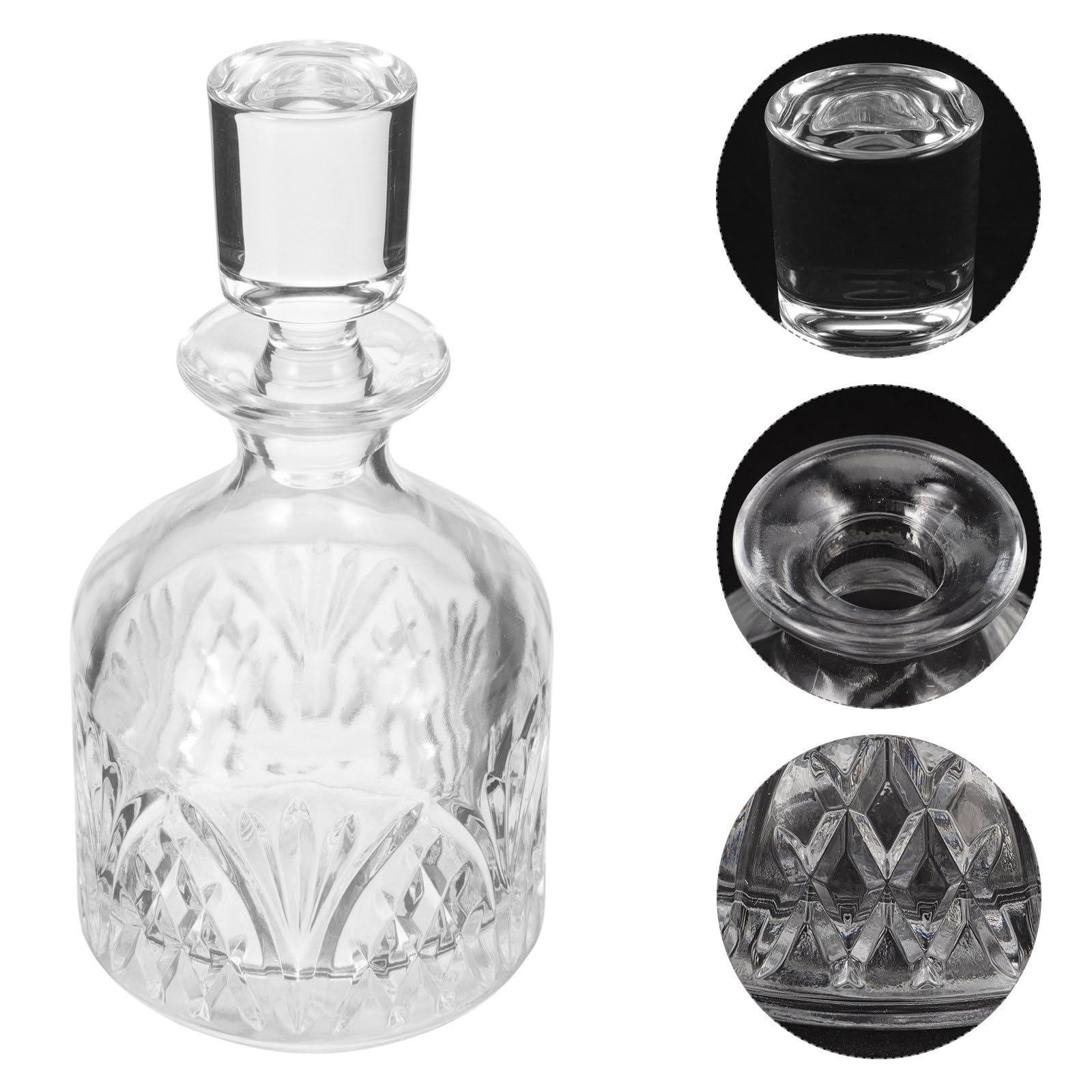 GARVALON Carafe à Whisky en Verre 280 Ml Bouchon en Verre Transparent Récipient D’Aération pour Whisky et Boissons Bouteille Élégante pour Service et Décoration Maison