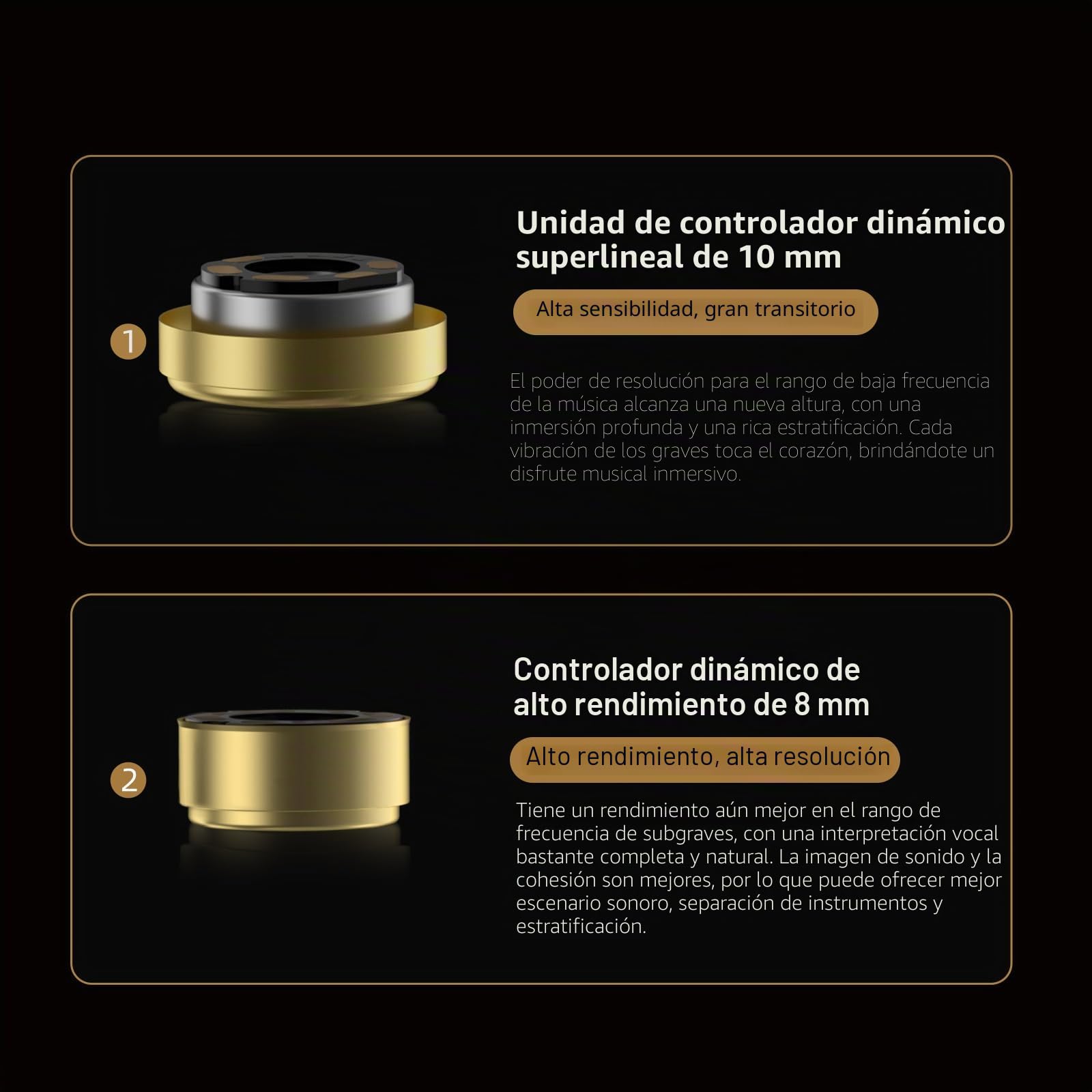 KINBOOFI KZ ZA12 - Auriculares con cable, 2DD y 4BA híbridos IEM, graves fuertes, auriculares de sonido estéreo con conector de 3,5 mm, auriculares con aislamiento de ruido, monitores intraurales de