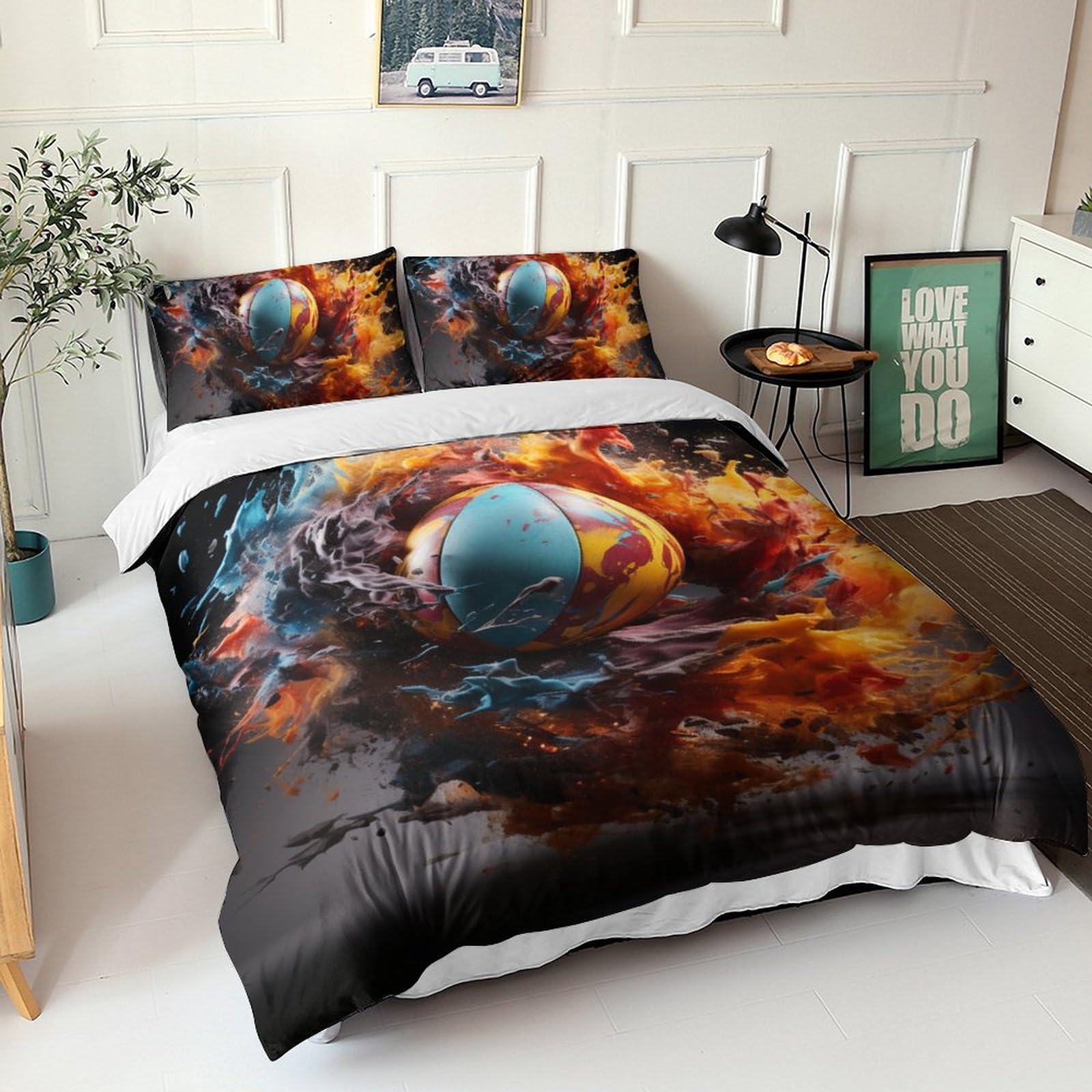 Ensemble de literie rugby 3 pièces king size 220x240cm multicolore