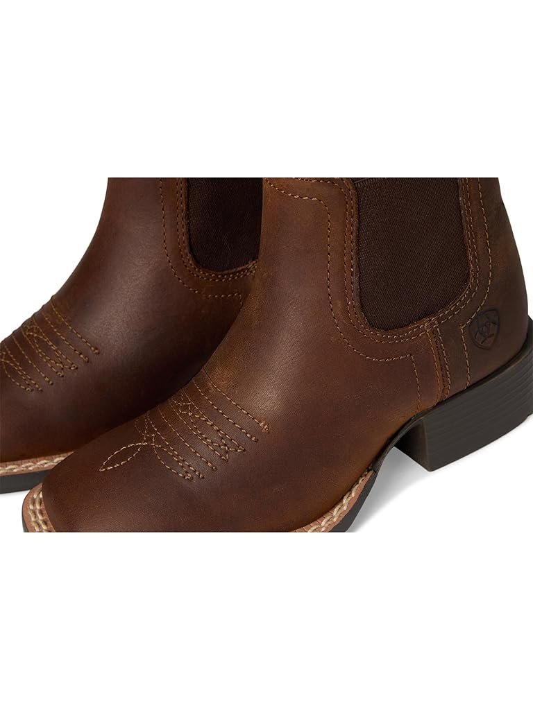 Brown Ariat Booker Chelsea Wide Square Toe Western Boots (Toddler/Little Kid/Big Kid)