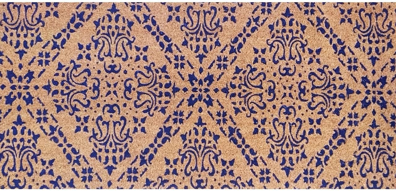 Briarwood Lane Blue Damask Extra Large Coir Doormat 24 x 60