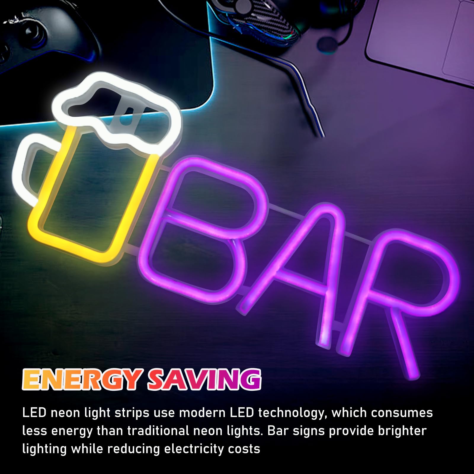 BORDEAG Cartel de neón LED para bar, letrero de neón, decoración de pared, 36,5 x 14,5 cm, PVC, LED, Montaje en pared
