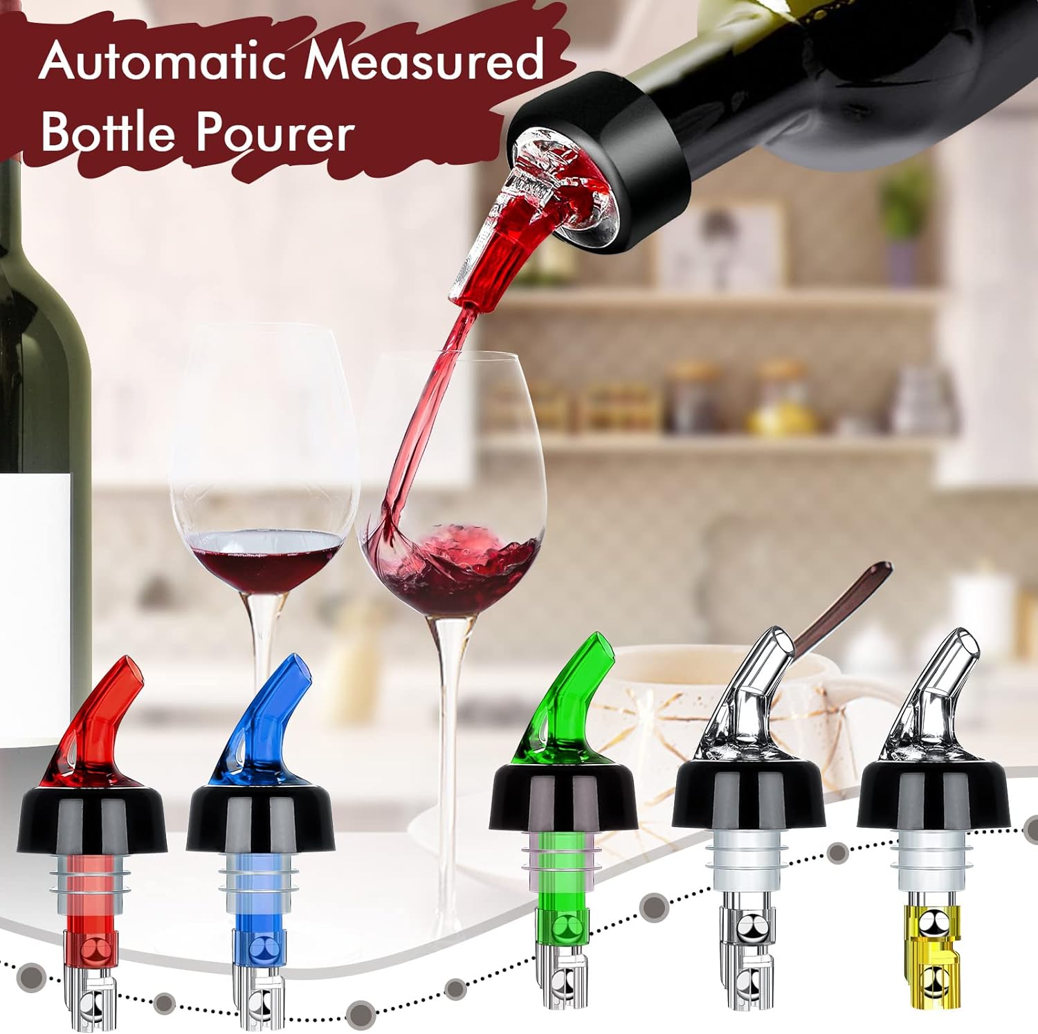 SuproBarware Automatic Measured Bottle Pourer Liquor Bottle Pourer Quick Shot Dispenser 1oz Liquor Pour Spout for Alcohol,Wine,Spirits, Home Bar Kitchen Tools 40 Pack