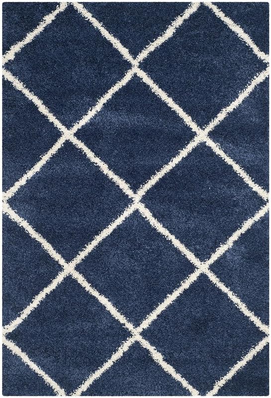Image of Shaggy Carpet for Home 4X6 FEET Ultra-Soft, Thick, and Stylish Shag Texture Ideal for Living Room, Bedroom, or Office - Easy to Clean and Perfect (DiamondBlueIvory)