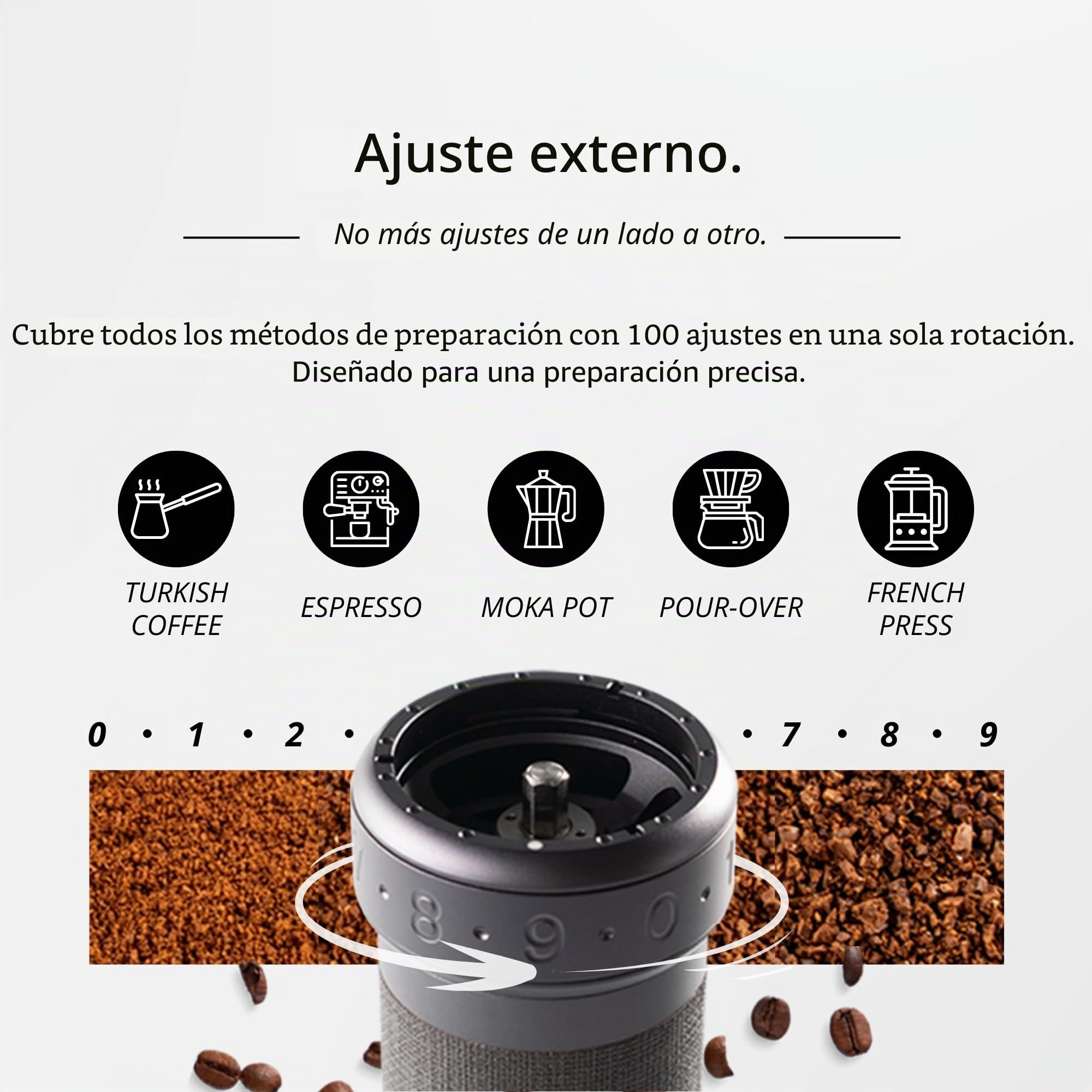 1Zpresso K-Ultra - Molinillo de café manual plateado con funda de transporte, molienda de acero inoxidable, mango plegable, ajuste numérico externo