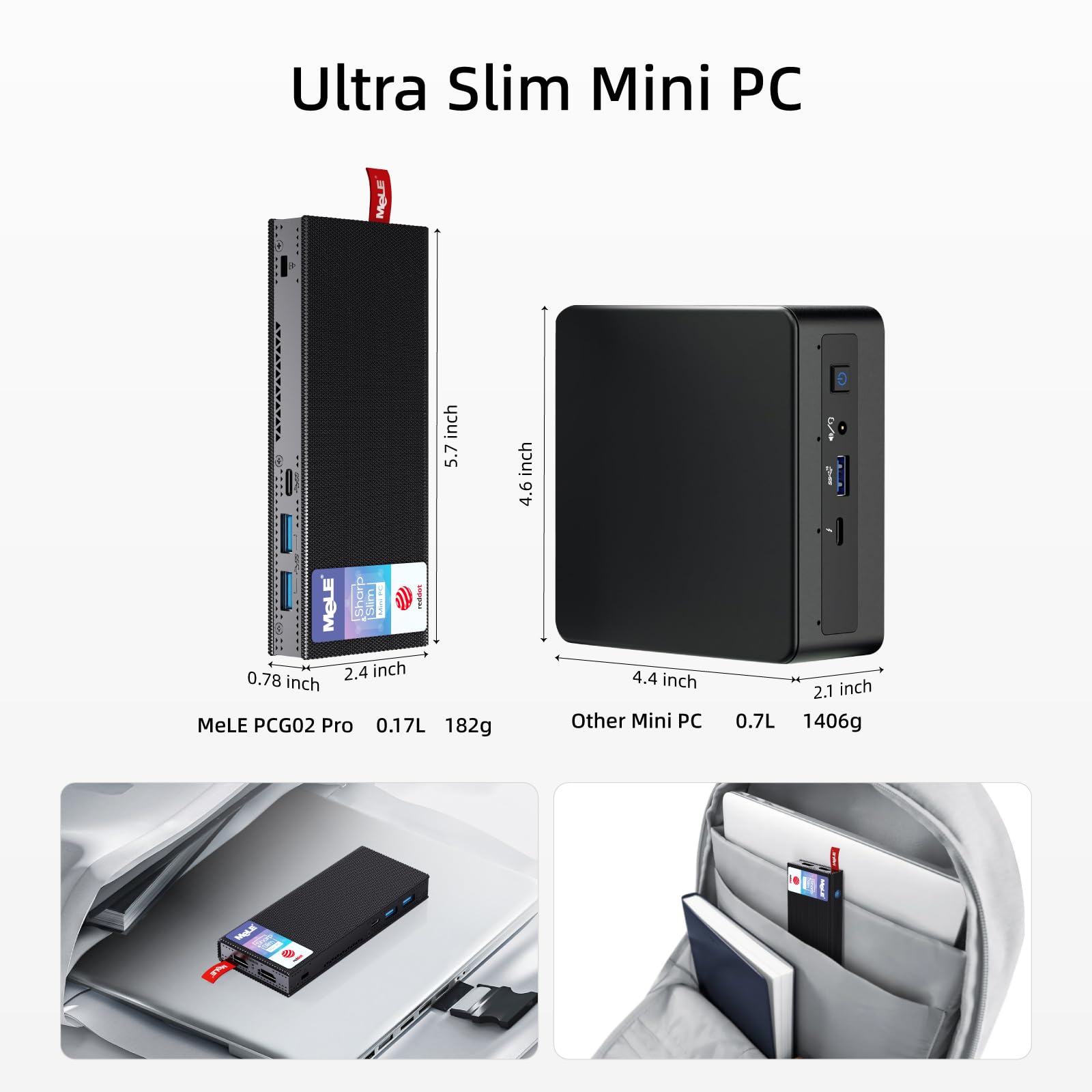 MeLE PCG02 Pro Lüfterloses PC-Stick, N100 8GB 256GB,with Windows 11 Pro 4K HDMI