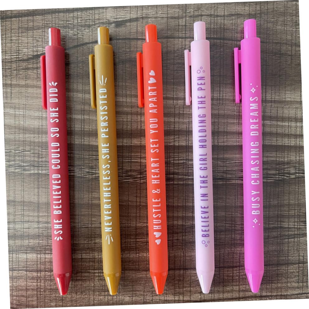 Set de 5 bolígrafos gel con frases motivacionales para mujeres miniatura 4
