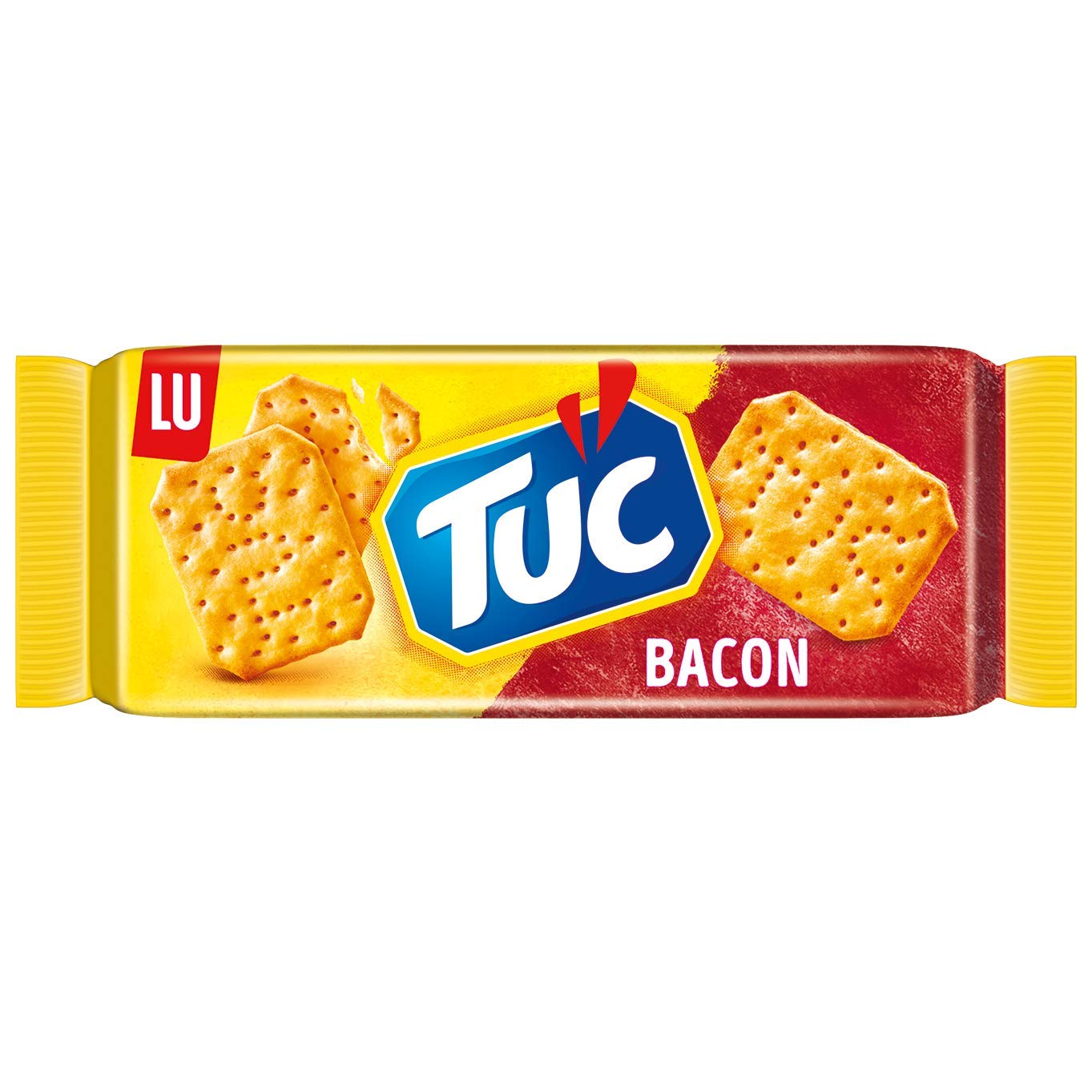 TUC Bacon 1 x 100g I Salzgebäck Einzelpackung I Knabbergebäck mit Bacon-Geschmack I Fein gesalzene Snack-Cracker (Packung mit 8)
