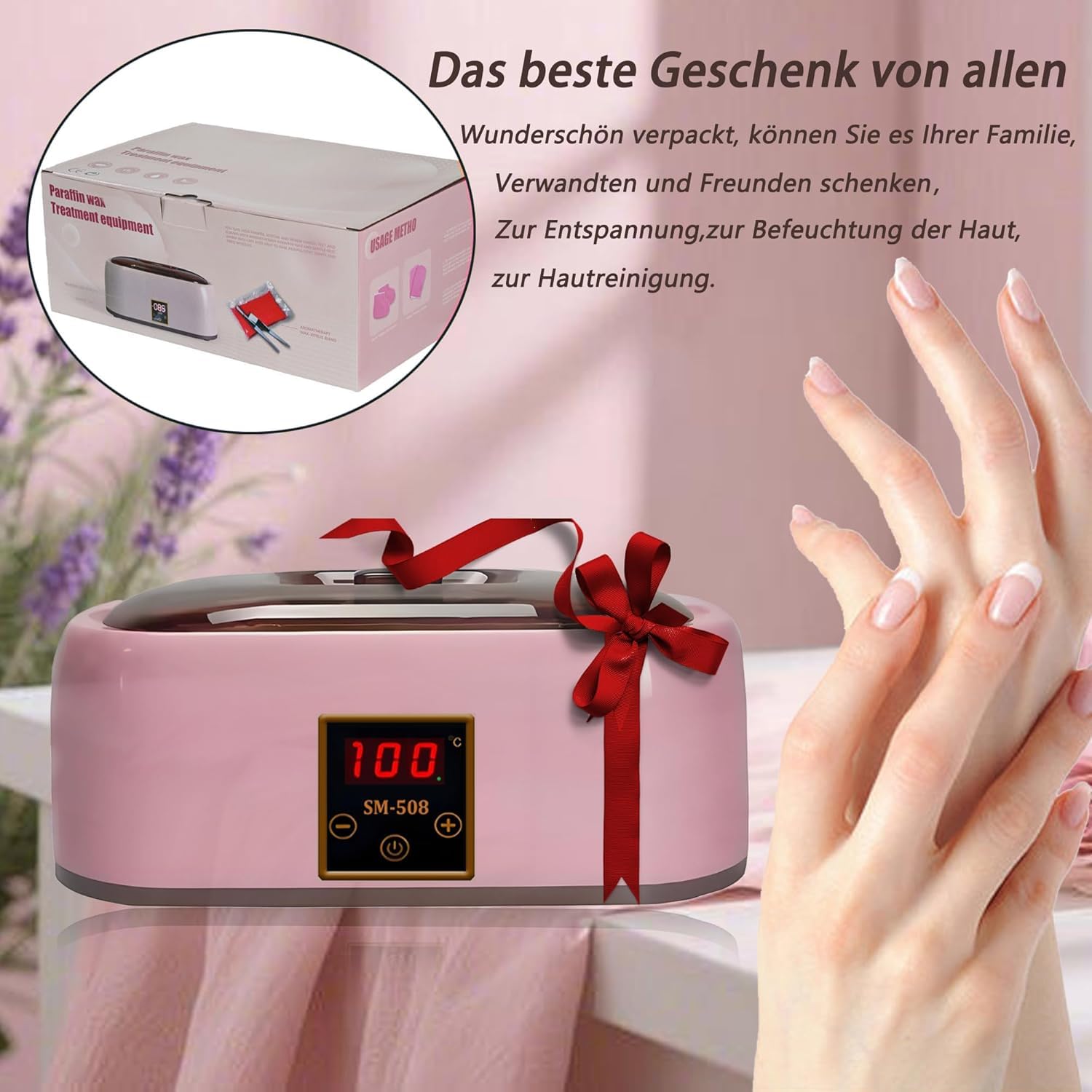 4L Paraffinbad für Hände und Füße mit Zubehör – Profi SPA Paraffin Wachsbad zur Hautbefeuchtung & Gelenkberuhigung, Ideal für Zuhause & Salon