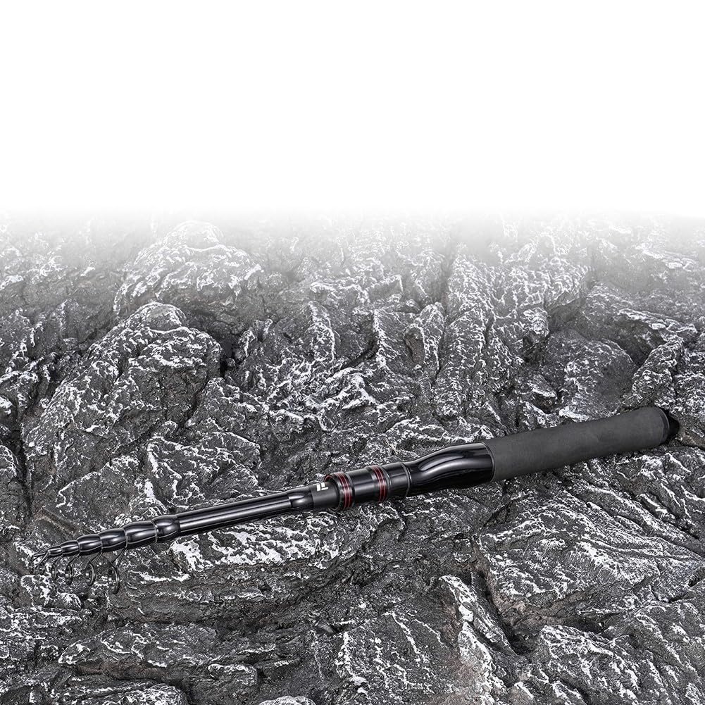 Caña de pescar telescópica: caña de pescar de fibra de carbono de 150 cm/180 cm/210 cm, ligera (100-133 g), capacidad de línea de 6 a 17 libras, acción rápida, potencia media y pesada para pesca al
