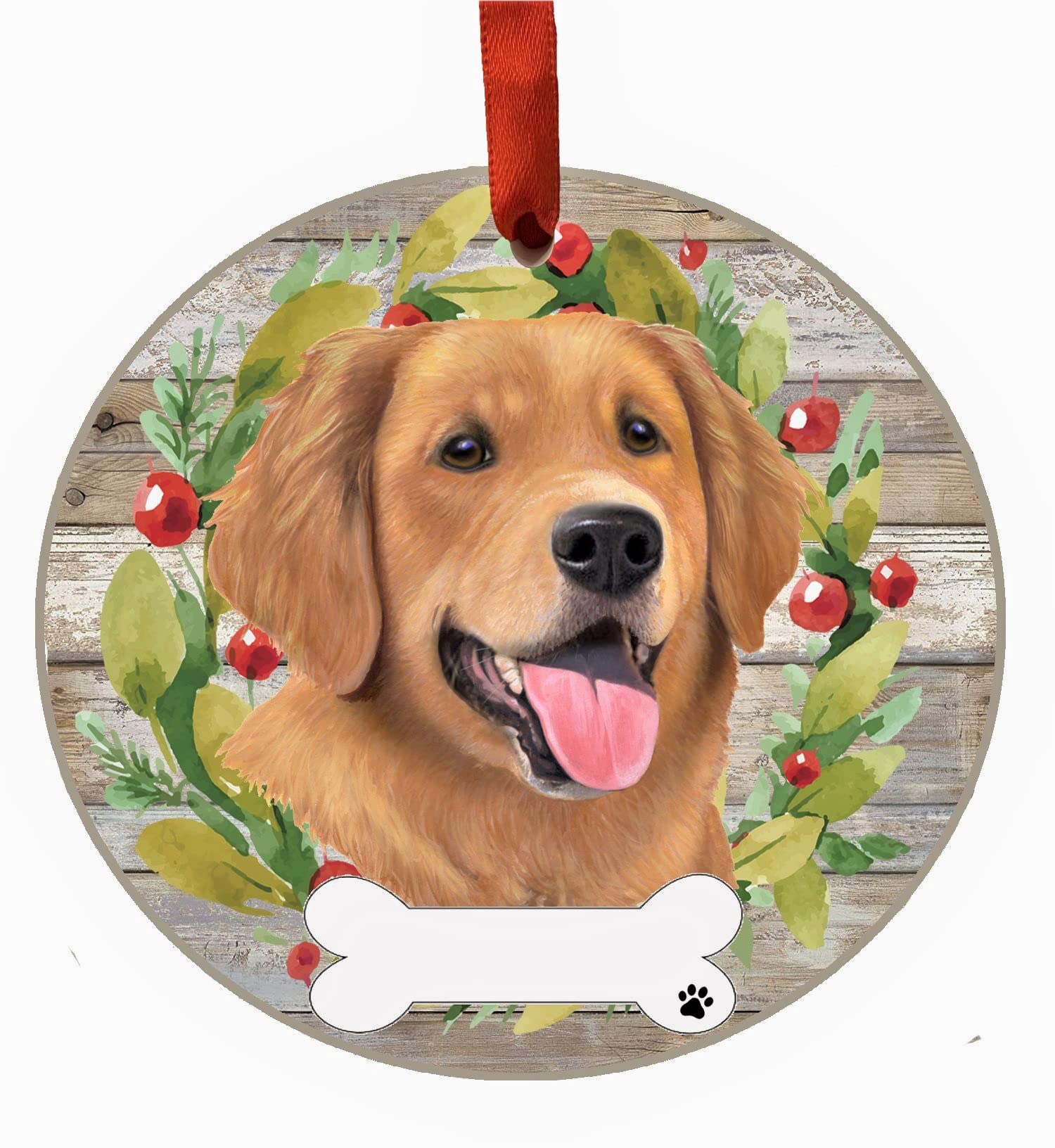 E&S Imports Golden Retriever Ornament - Pets DIY Personalizable Dog Gifts Ceramic Round with Glazed Finish X-mas Decoration Christmas Ornaments Craft for Pet Lovers