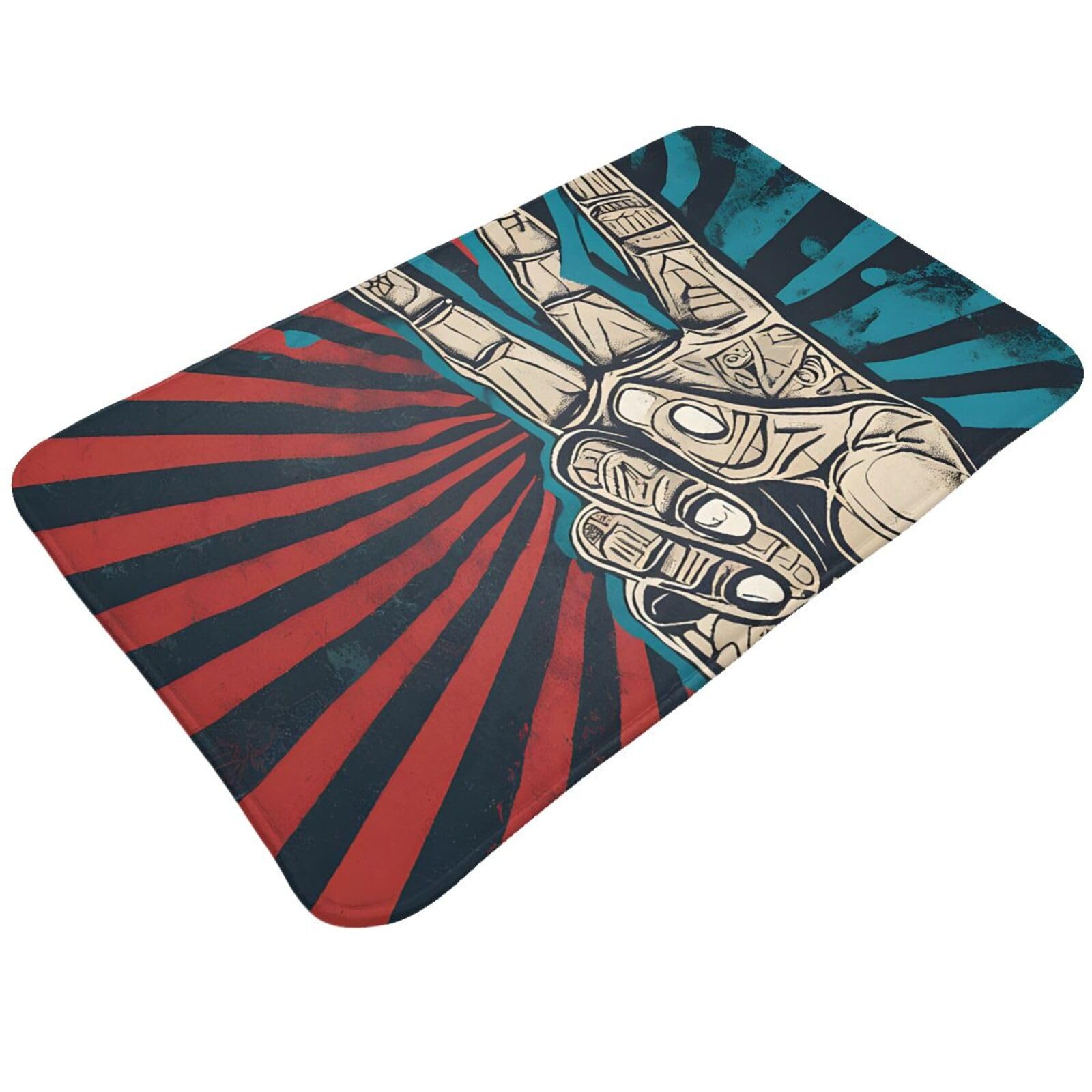 Rock and Roll Print Living Room Bathroom Kitchen Anti Slip and Absorbent Carpet, Indoor Entrance Door Muddy Floor Mat, Ultra Soft Washable Carpet 21x31.5 Inches