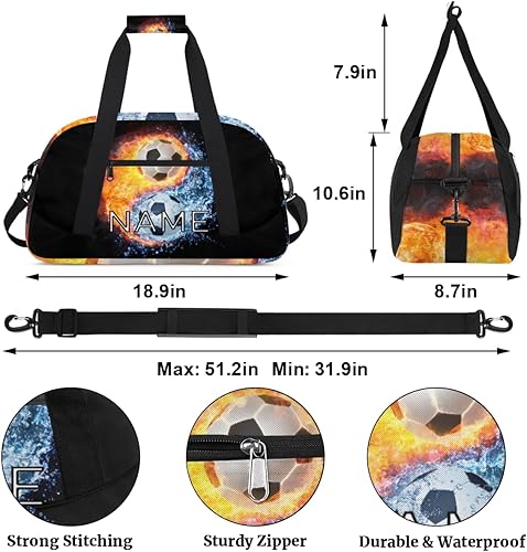 Miniatura 2 de Bolsa de lona personalizada para niños y niñas, para viajes, fútbol, Yin Yang, Tai Chi, pequeña bolsa deportiva para gimnasio, bolsa de mano