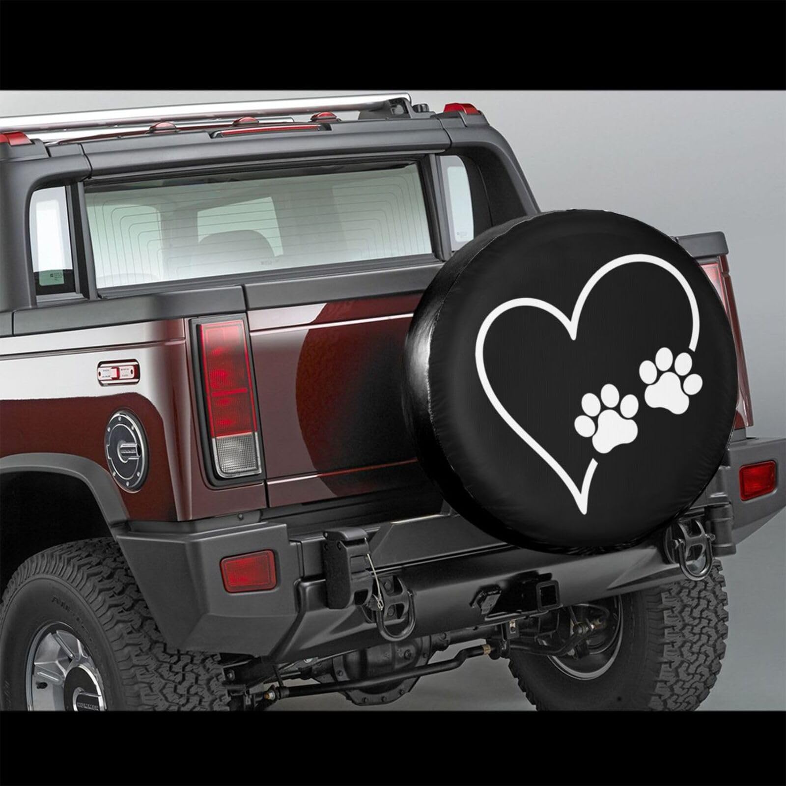 LOJAOGON Heart Paws Dog Cat Spare Tire Cover Wheel Protectors Dust-Proof Wheel Tire Cover Fit Trailer, Rv, Sand Many Vehicle 17inch