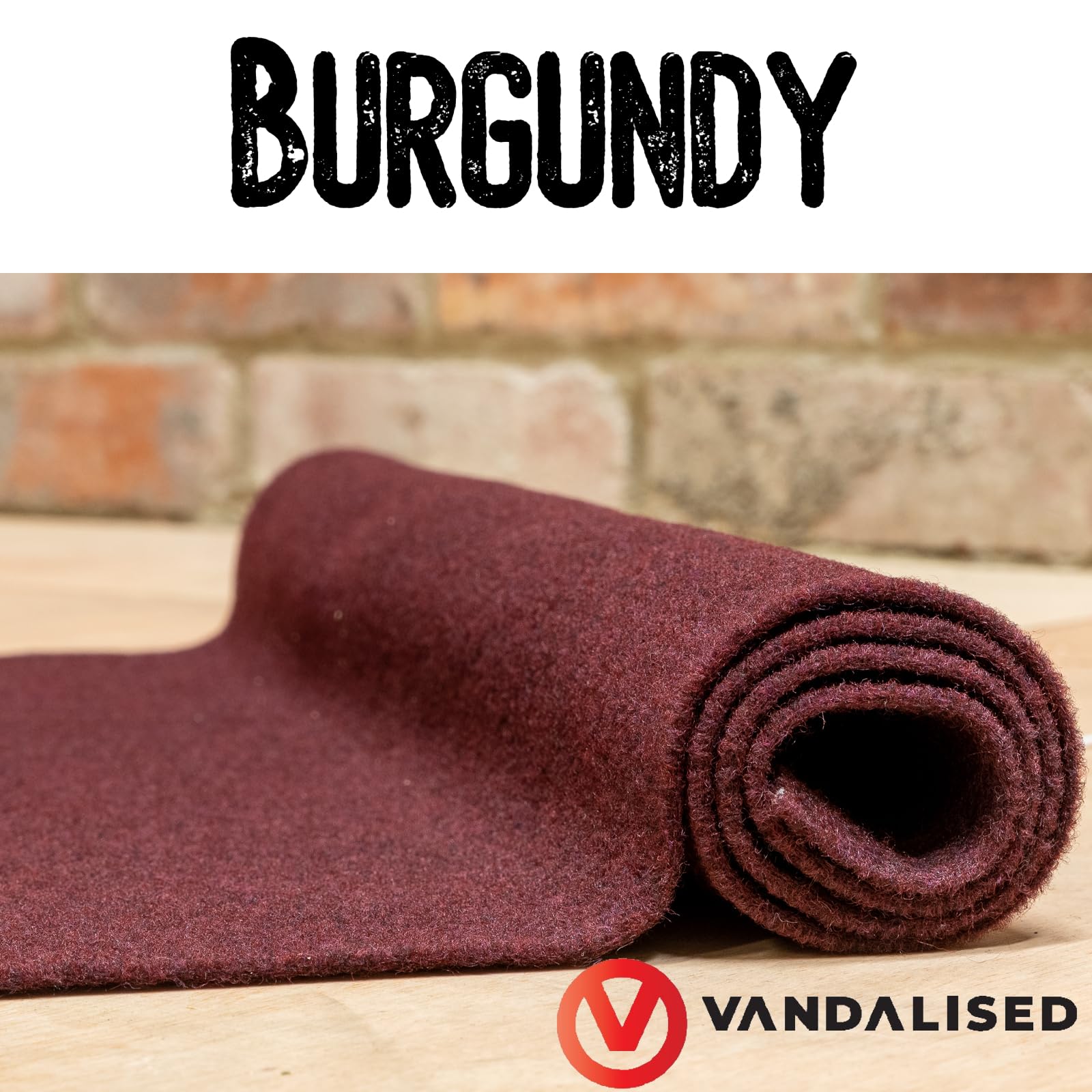 Vandalised- 4 Way Stretch Carpet Lining – for Camper/Van/Caravan - 9 Colours, Various Lengths with Glue (9:Burgundy, 2meter x 2meter 2xGlue) — view 4
