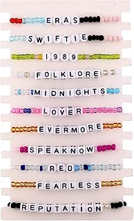 11Pcs Taylor Friendship Bracelets, Swifties Tour Eras Concert, TS Album Inspired Bracelets Set, Swiftie Fearless SpeakNow Red 1989 Reputation Lover Folklore Evermore Midnight for Eras Music