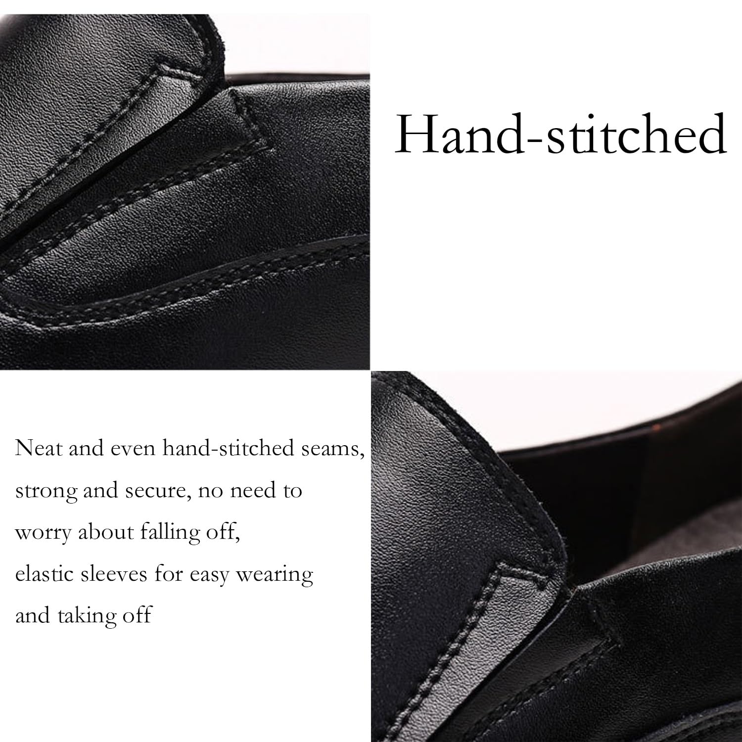 Chaussures habillées for hommes, en cuir, rehaussées de 7,6 cm (3 pouces), à enfiler, bout pointu et talon compensé, idéales for les affaires, les mariages et les occasions formelles.