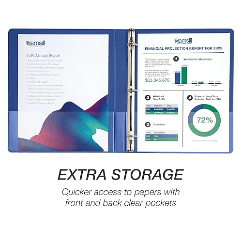 Vista 550 de Samsill Carpeta duradera de 1.5 pulgadas, fabricada en los Estados Unidos, carpeta de anillos en D, carpeta transparente personalizable, color Negro