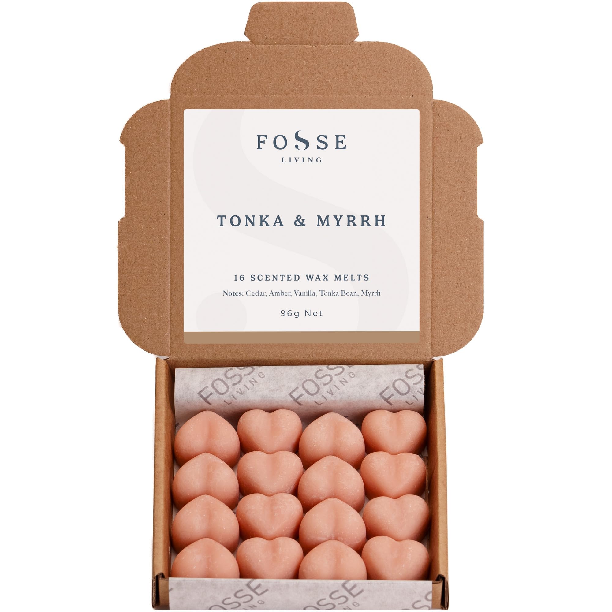 Fosse Living Tonka and Myrrh Strong Scented Wax Melts 16 Pack - The Gift for Every Occasion – Made in The UK