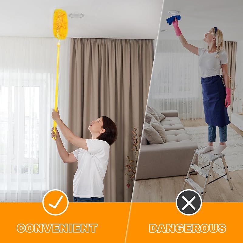 JEHONN Portörlő Utántöltő Csomag 20db Swiffer Dusterrel Kompatibilis, 360° Porvonzó, Teleszkópos Nyéllel, Állítható Fogantyúval, Állatszőr é