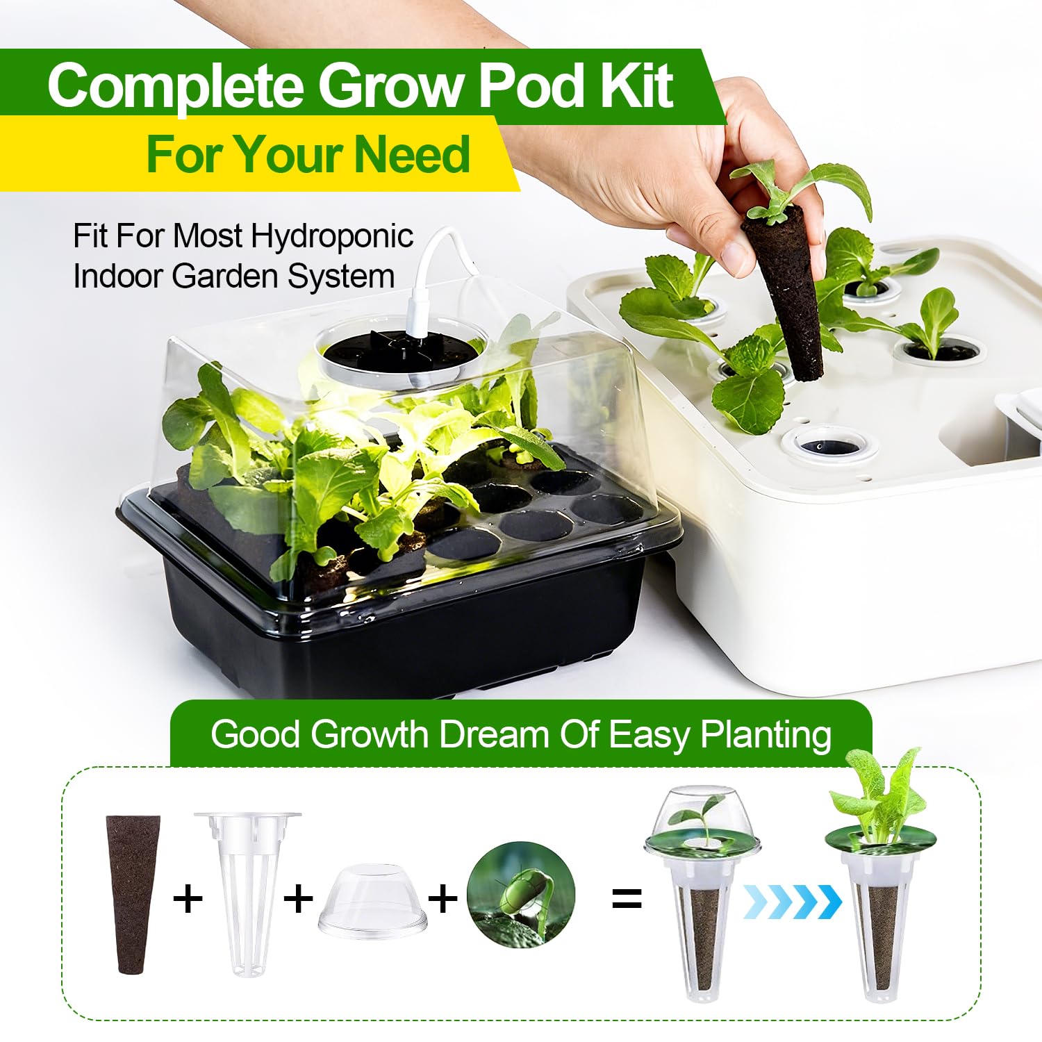 138 Pièces Kits et Systèmes pour Cultures Hydroponiques avec 50 Éponges de Culture de Rechange 12 Panier Hydroponie 12 Étiquettes Jardinage et D'autres Accessoires Compatible la Potager Interieur