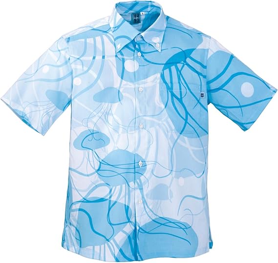 Amazon 珊瑚物語 メンズかりゆしウェア 沖縄アロハシャツ クラゲ柄 ボタンダウン シャツ 通販