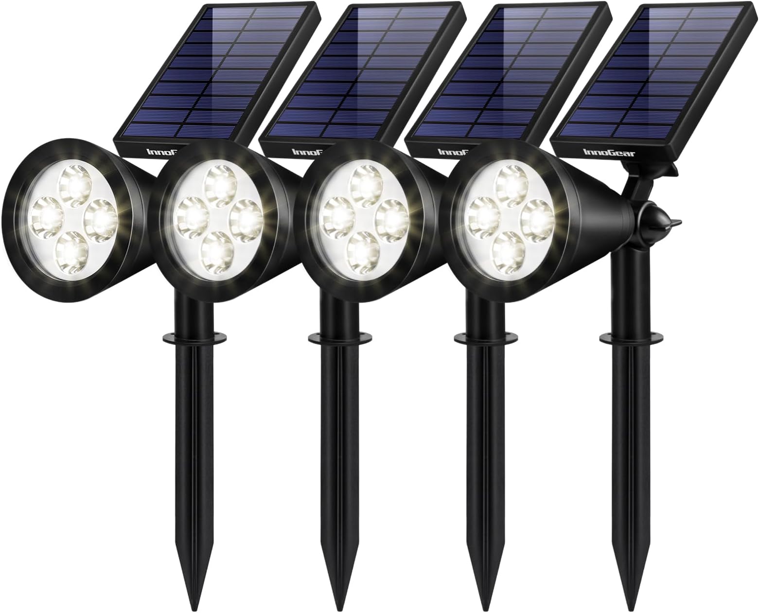 InnoGear Upgraded Solar Lights 2-in-1 Waterproof Outdoor Landscape Lighting Spotlight Wall Light Auto On/Off for Yard Garden Driveway Pathway Pool, Pack of 4 (White Light)