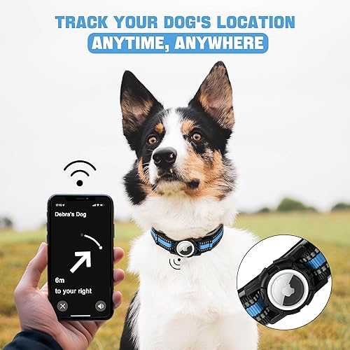 Miniatura 2 de Collar reflectante AirTag para perro, collares de perro resistentes con soporte AirTag, collar de perro ajustable de nailon GPS para perros medianos