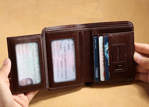 Miniatura 7 de Cartera de auténtica piel vacuna italiana con capacidad extra doble pliegue para hombre