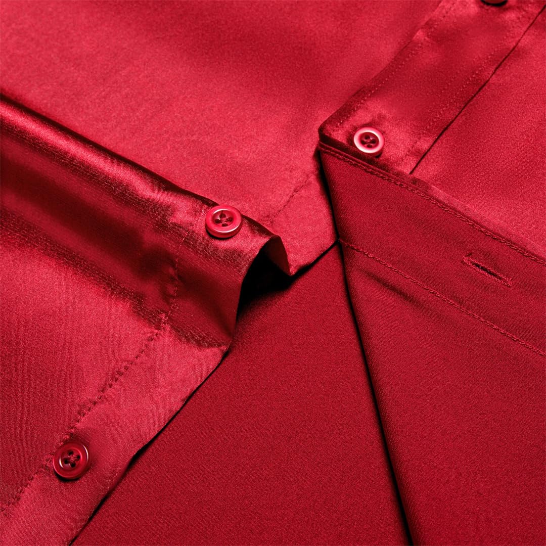 Camisas de satén de manga corta para hombre, de verano, lisas, sociales, blusa