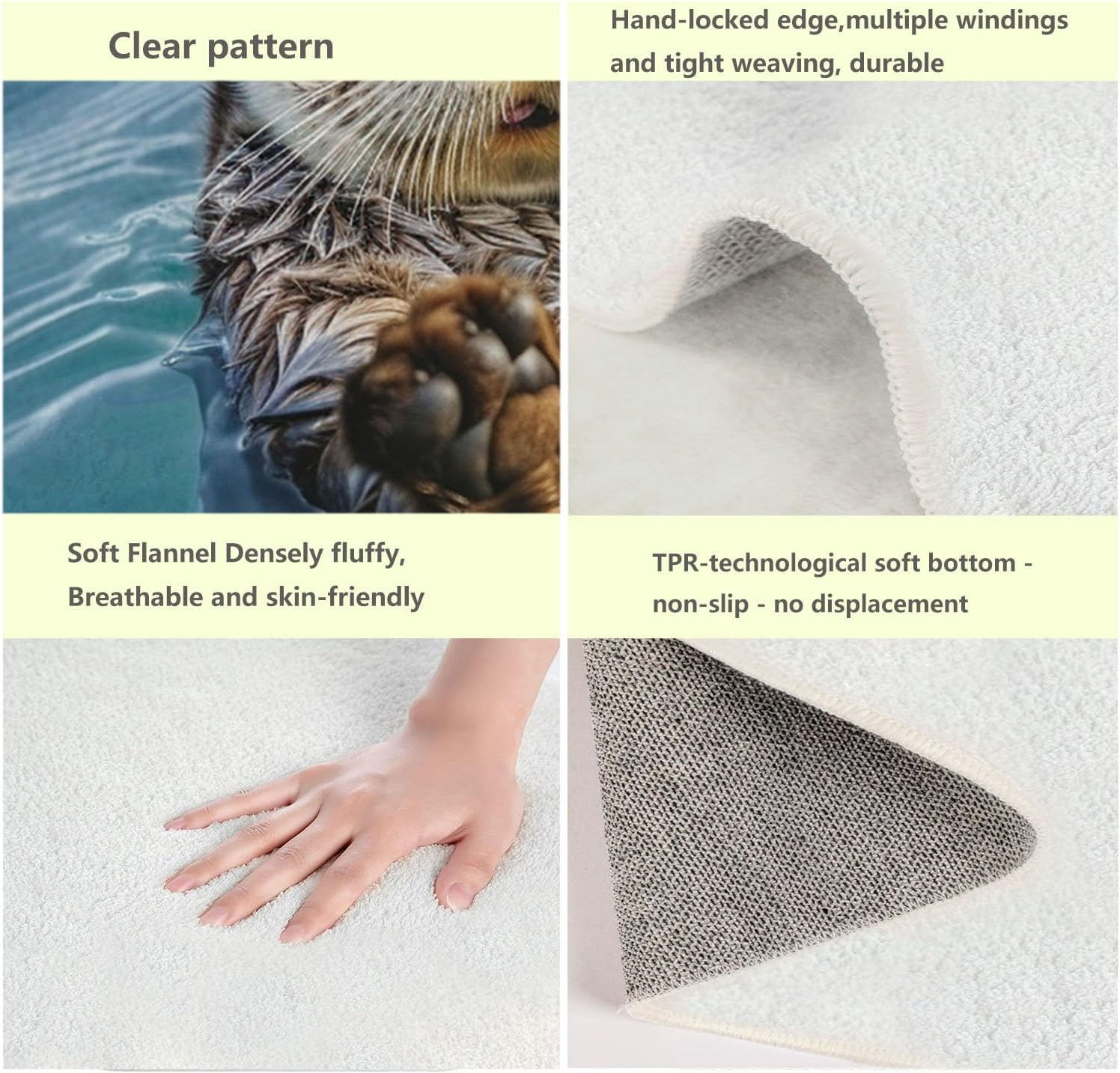 Animal Sea Otter Area Rug - 3 X 5 Ft Washable Soft Low Pile Rug, Non-Slip Non Shedding Carpet for Living Room Bedrooms Kids Playroom Entryway Dining Home Decor,